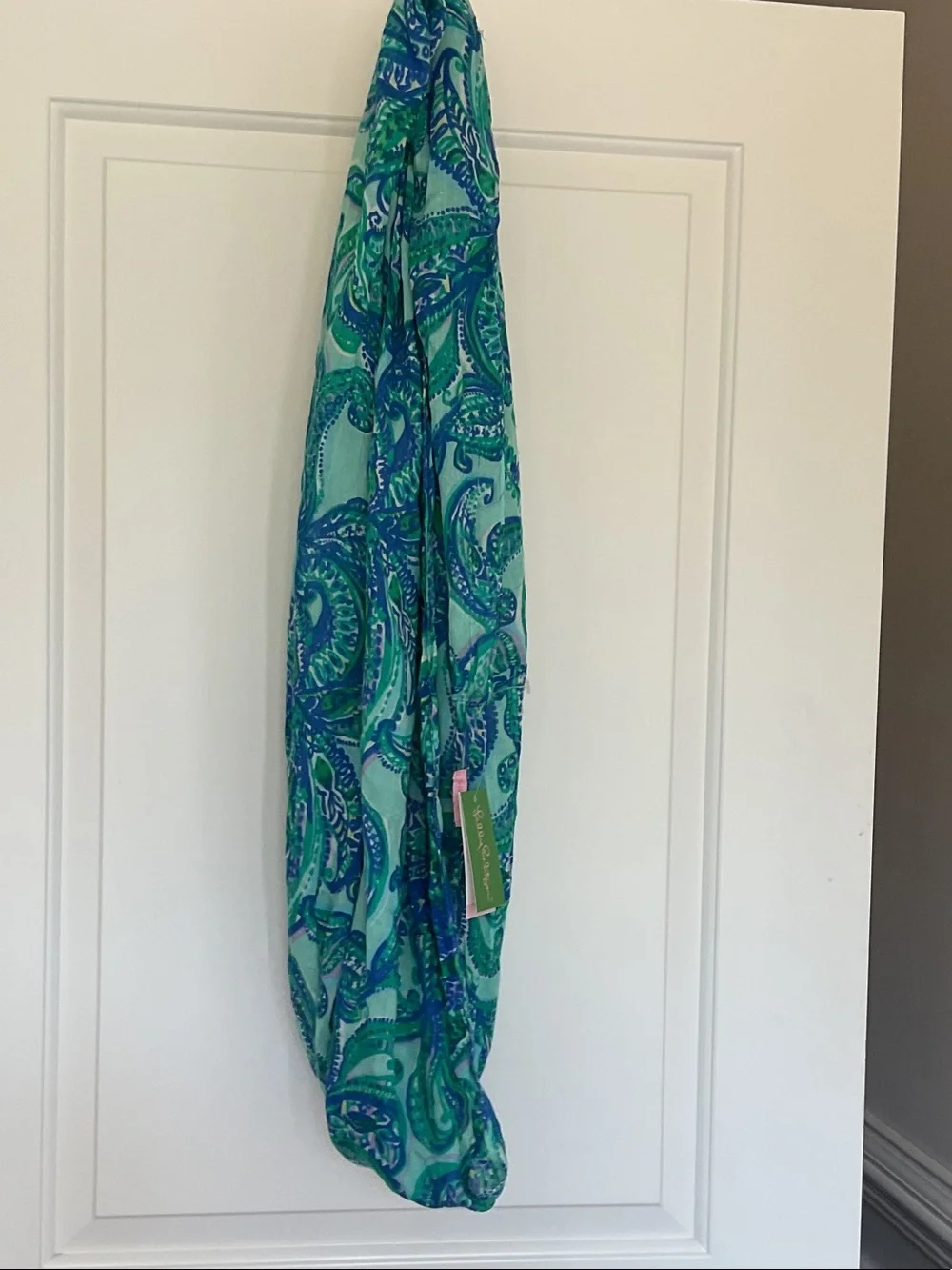 Lilly Pulitzer Teal and Royal Blue Paisley Infinity Scarf